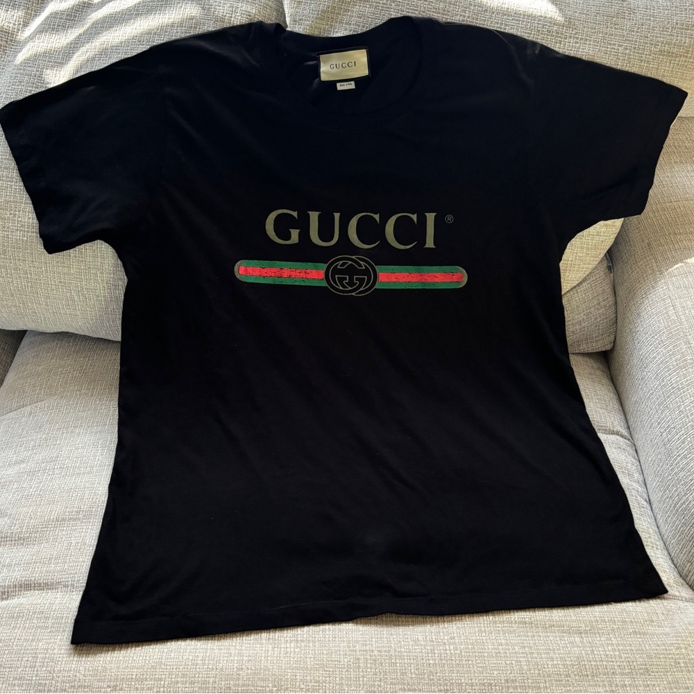 OVERSIZE WASHED T-SHIRT WITH GUCCI LOGO